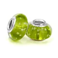 Leuchtende grüne Glasperle mit S925 Silberkern für DIY Schmuck Armbänder - Hellgrün