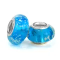 Leuchtende blaue Glasperle mit 925er Silberkern für DIY Schmuck und Armbänder - Seeblau