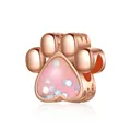 Rose gold animal paw print charm with pink glitter and hollow heart side details - Normal Specification / Rose Gold Pink Iridescent Cat Paw (#6)