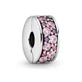 Sparkling crystal pavé clip charm bead with pink and purple stones for DIY jewelry - Silver with Purple-Pink Zirconia (004)