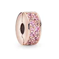 Rose gold crystal charm spacer bead with sparkling pink pave stones on white background - Rose Gold Pavé Positioning Clip (003) / 4mm Standard Specification / Rose Gold with Pink Zirconia (003)