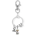 Silver metal keychain featuring cute cat and puppy pendants with lobster clasp - Cat Pendant Style / Silver