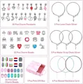 Kit de 76 piezas para hacer joyas DIY con cuentas, colgantes y caja de regalo de mármol - Kit de Creación de Pulseras (Set de 76 piezas)
