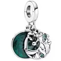 Silver alloy hollow tree charm with dark green marble base for DIY bracelet - Dark Green Marbled Hollow-out Foliage