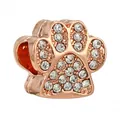 Roségoldener Tierpfoten-Charm mit glitzernden Zirkonia für DIY-Armbänder - Roségold Tierpfotenabdruck Charm (6)