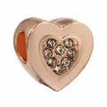 Rose gold heart charm bead with pavé white rhinestones for DIY bracelet jewelry - Rose Gold Pave Rhinestone Heart (1)