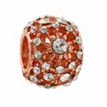 Rose gold hollow flower charm with sparkling crystals for DIY beaded bracelets - Rose Gold Hollow Floral Cylinder (2)