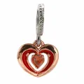 Rose gold heart charm with peach crystal and pavé zircon for charm bracelets - Heart Red Stone (10)