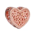 Rose gold hollow heart charm with textured bead surface for DIY snake chain bracelets - Rose Gold Caviar Texture Heart (31)