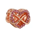 Roségold Unendlichkeit Herz Charm Anhänger mit rosa Kristallen für Armbänder - Roségold Herz Infinity Anhänger (9)
