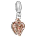 Zweifarbiger Herzanhänger mit weißen Kristallen und Roségold-Herz für Armbänder - Zweifarbig Doppelherz Pave Anhänger (16)