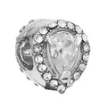 Silver bead charm featuring a pear-cut clear zircon surrounded by small crystals - Normal Specification / Clear Teardrop Pave Charm (23)