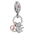 Silber- und Roségold-Charm mit rosa Edelstein und einem hängenden Anhänger mit dem Buchstaben F - Silber Buchstabe F Rosa Edelstein Anhänger (19)
