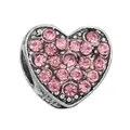 Sparkling pink pavé heart charm in S925 sterling silver for DIY charm bracelets - Normal Specification / S925 Pink Pave Heart (27)
