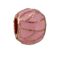 Anhänger-Charm aus rosa Emaille mit Roségold-Filigran für DIY-Armbänder - Rosa Adernmuster Perle (9)