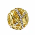 Gold-plated hollow letter Y charm bead with white zircon stones for DIY bracelets - Rhinestone Inlaid Letter Y Style (18)