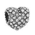 Classic silver heart charm bead with sparkling zircon inlay for DIY snake bone bracelets - Normal Specification / Vintage Silver Pave Heart (29)