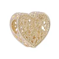 Hollow heart-shaped charm bead in golden metal finish for DIY jewelry bracelets - Gold Heart Hollow Lace (32)