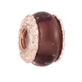 Dark wine red glass bead charm with rose gold floral caps for DIY charm bracelets - Normal Specification / Burgundy Rose Gold Floral Style (42)