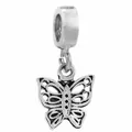 Silver hollow butterfly charm pendant with openwork design and oxidised vintage finish - Normal Specification / Hollow Butterfly (21)