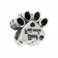 Oxidized S925 silver animal paw print charm with heart engraving for DIY bracelets - Normal Specification / Retro Animal Paw Print (27)