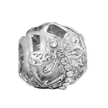 Silver hollow ball charm with dragonfly pattern and zircon inlay for DIY bracelet - Normal Specification / Hollow Ball Dragonfly Micro Pavé Style (24)
