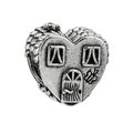 Silver heart house charm with butterfly detail and vintage texture for DIY bracelets - Retro Heart House Style (33)