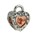 Two-tone heart charm bead with Love is engraving and rose gold keyhole design - Two-Tone Love Hollow Heart Style (34)