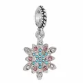 Silver snowflake charm with pink and blue stones for DIY bracelets and necklaces - Colorful Snowflake Rhinestone Pendant (17)