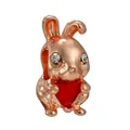 Rose gold bunny charm with red heart and crystal eyes for DIY beaded bracelets - Heart Rabbit Style (35)