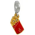 Red enamel fortune bag charm with S925 silver bail and sparkling clear crystals - Red Enamel Lucky Bag Charm (39)