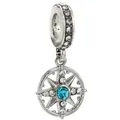 Silver charm with blue crystal starburst compass design for DIY bracelets - Blue Star Compass Style (43) / Silver Blue