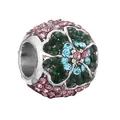 Charme floral serti de cristaux colorés pour bracelets DIY en finition argentée - Boule Fleur Strass Pavé Multicolore (24)