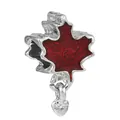 Silver charm featuring a red enamel maple leaf design with a small heart pendant - Red Enamel Maple Leaf Heart Pendant (4)