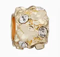 Ciondolo dorato con texture floreale e zirconi incastonati per bracciali fai-da-te - Perla in Strass Texture Floreale Oro (19)