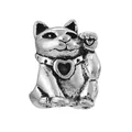 Ciondolo gatto portafortuna argento con cuore per braccialetti fai da te - Gatto della Fortuna con Cuore Argento (25)