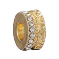 Charm dorato con pietre di zircone trasparente e motivi a cuore traforati - Perla in Strass Rotonda Cuore Cavo Oro (27)