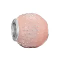 Charme en émail rose avec texture pointillée argentée pour bracelet DIY - Perle Boule Émail à Pois Roses (21)