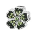 Perle en argent avec pétales de fleurs en cristal vert pour bracelets DIY - Perle Fleur Strass Bicolore Vert (23)