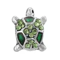Pendentif tortue en argent avec émail vert et cristaux brillants pour bijoux DIY - Breloque Tortue Émail Vert (25)