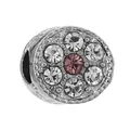 Perle fleur style Pandora avec zircon rose et cristaux clairs pour bracelets DIY - Perle Ronde Fleur Strass Rose (27)