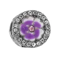 Charm fleur violette avec cristal rose et zircones étincelantes pour bracelets - Breloque Fleur Émail Bleu Blanc Zircon Rose (29)