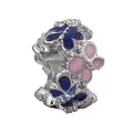 Charm papillon en argent tridimensionnel avec émail bleu et rose pour bracelets DIY - Breloque Papillon Émail Bleu Rose (39)