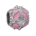 Breloque papillon en émail rose argenté pour bijoux et bracelets à perles DIY - Perle Texture Papillon Argent Rose (40)