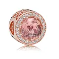 Roségoldene Herzperle mit rosa facettiertem Edelstein und weißem Zirkonia-Pavé - Normale Spezifikation / Rosa Edelstein Halo Herzmuster Perle (46)