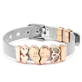 Silbernes Edelstahl-Mesh-Armband mit roségoldenen Best Friend Herz-Charms - Bicolor Silber & Roségold