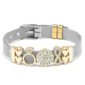 Silver stainless steel mesh bracelet with gold heart and infinity charms for women - Stainless Steel Mesh Belt / Silver and Gold