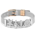 Silver stainless steel mesh bracelet with anchor and starfish charms in rose gold finish - Stainless Steel Mesh Bracelet / Rose Gold