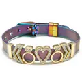 Regenbogen Edelstahl-Mesh-Armband verstellbar mit Herz- und Diamantanhängern - Herz Ring Strass (037)