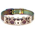 Verstellbares buntes Edelstahl Mesh Armband mit Roségold Herz und Unendlichkeit Anhängern - Unendlichkeit Herzschloss Ring (025)